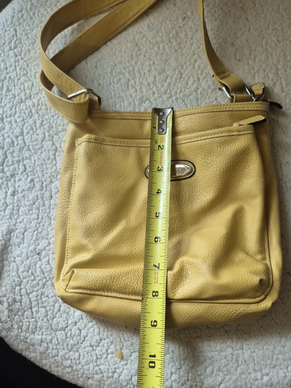 Rosetti Bright Yellow Pebbled Leather Tote with Metal Nameplate